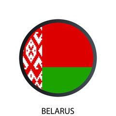 Flat round flag of Belarus icon. Simple isolated button. Eps10 vector illustration.