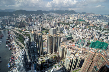 View of Hong Kong from The ICC Skyscraper Tourist Observation Deck.