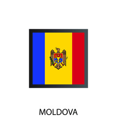 Flat squary flag of Moldova icon. Simple isolated button. Eps10 vector illustration.