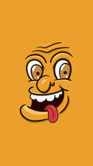 Cartoon People Face With Funny Expression For Background and Walpaper. Clip Art Vector.
