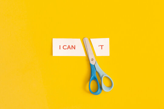 I can't concept. Top view with copy space. Flat lay.