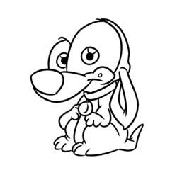 Funny little puppy big eyes animal character illustration cartoon coloring