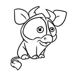 Fototapeta na wymiar Little calf parody animal farm character illustration cartoon coloring