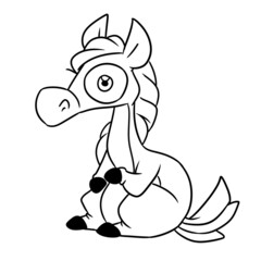 Little sad horse animal character illustration cartoon coloring