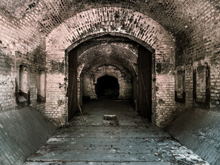 Old forts of the Maginot defensive line near Strasbourg. Fortifications destroyed
