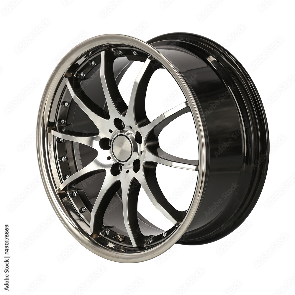 Poster Close-up shot of a car rim isolated on a white background