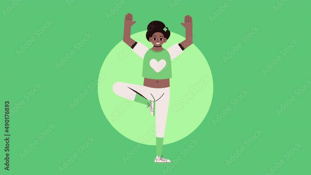 Wall mural world health day with afro girl exercising