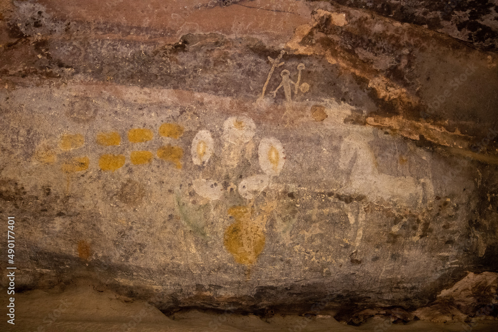 Sticker Closeup of a cave in Bhimbetka, Madhya Pradesh, India