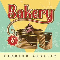 Pastry color vintage bakery shop illustration cake dessert Vector