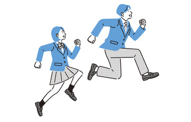 上を目指してジャンプする高校生の男女
