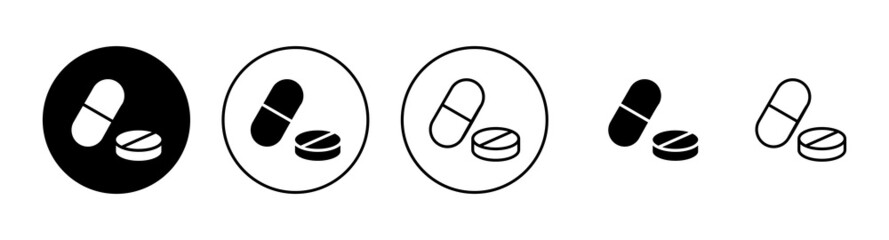 Pills icons set. capsule icon. Drug sign and symbol