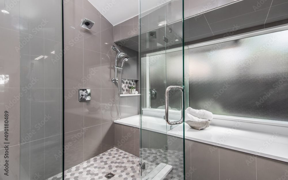 Poster View of a bathroom with beautiful, modern interior