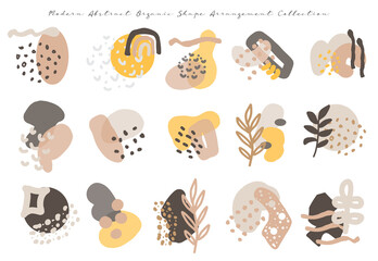 Hand Drawn Modern Abstract Organic Shape with Neutral Color Arrangement Collection