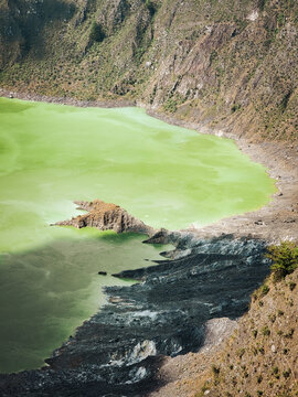 Aerial shot of a Chichonal volcano containing sulfur water, Mexico, State of Chiapas