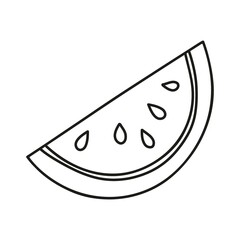 Hand drawn watermelon icon. Vector illustration watermelon in doodle style. For brochures, banner, restaurant menu and market.