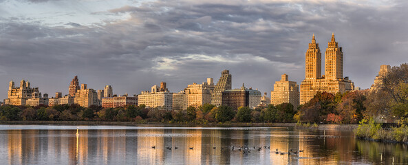 Panoramic view of the El Dorado skyline tower in Central Park, New York City