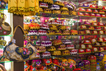 Uyghur hats for sale at the Grand Bazaar, Urumqi, Xinjiang, China