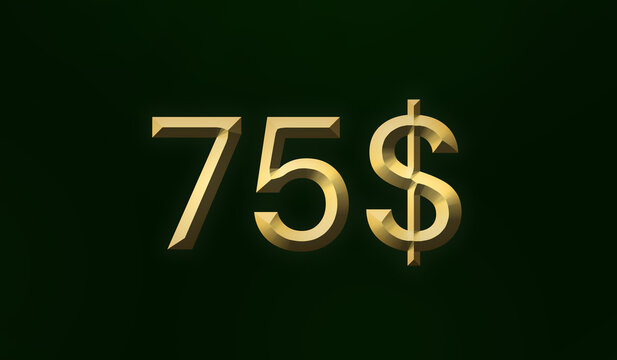 75 dollar golden illustration on dark background