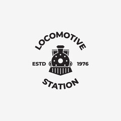 Simple Vintage Train locomotive logo vector illustration © gocrerativestd