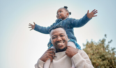 Shes always going to be my little princess. Portrait of a father carrying his daughter on his...