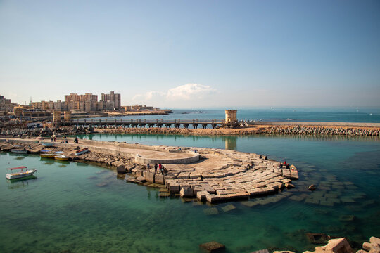 Citadel of Qaitbay in Alexandria, Egypt on a sunny day