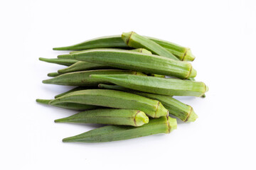 Fresh okra on white background.