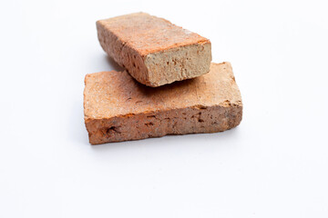 Red bricks isolated on white background