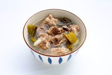 Pork rib soup with pickled cabbage or mustard greens