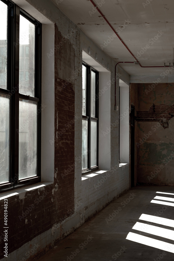 Poster closeup of an empty building from inside