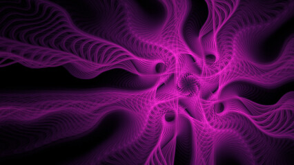 Velvet violet abstract fractal gnarls background..Pink and purple feminine organic swirling flowing string mesh cloth fibers pattern.