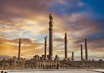 At the ancient remnants of the historic city of Persepolis in Iran
