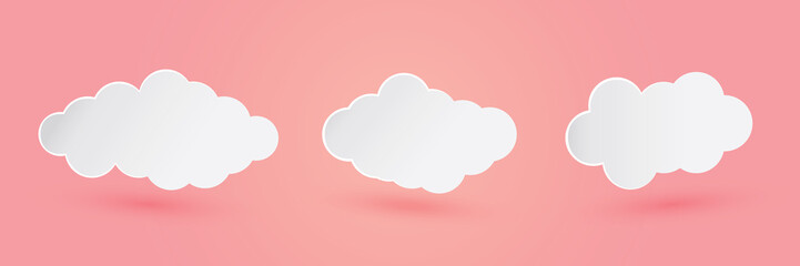 cloud in paper style, bubble speech collection