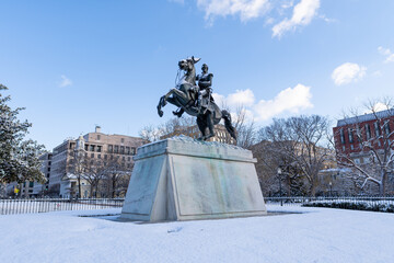 Andrew Jackson Statue Covered In Snow