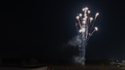 Closeup of a colorful fireworks in the sky