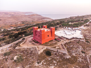 View of Saint Agatha's tower, also known as Red Tower. Mellieha ,Malta.