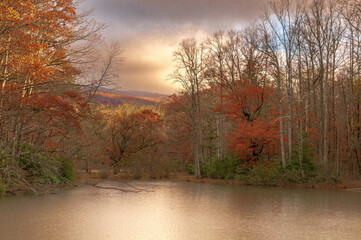 Beautiful shot of an autumn day in the Hungry Mother State Park in Virginia