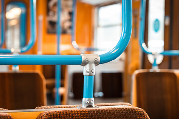 Interior of an old subway car in Stockholm