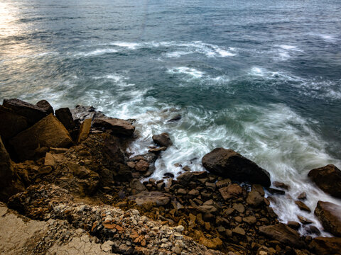 Beautiful landscape of stones on the beach