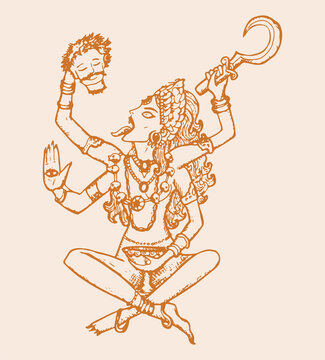 Illustration of Hindu Goddess Durga