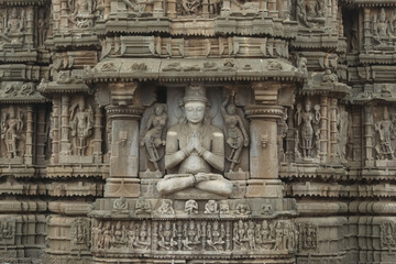 Closeup shot of the  stone sculpture of Lord Shiva in Dhyan Position