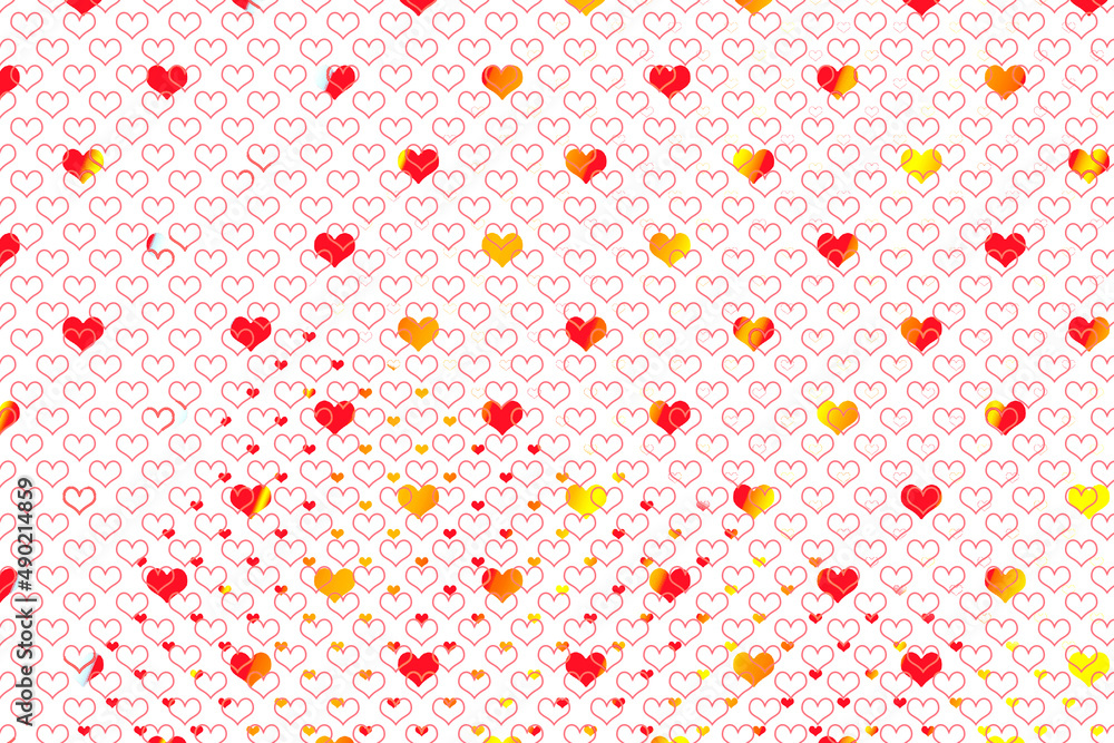 Poster illustration of an abstract background with colorful heart pattern