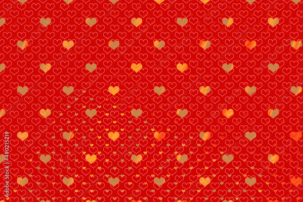 Poster illustration of an abstract background with colorful heart pattern
