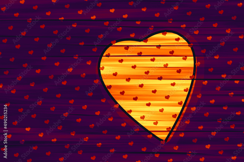 Poster illustration of an abstract background with colorful heart pattern