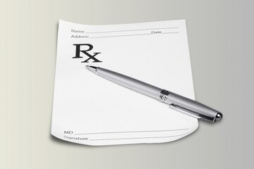 Empty medical prescription in doctors office.