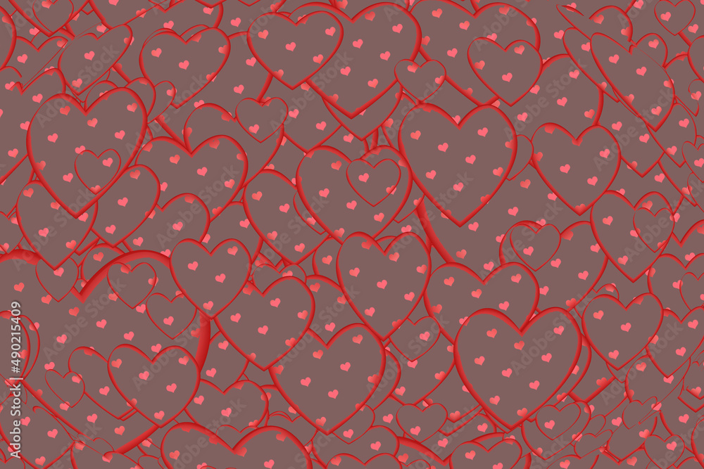 Poster illustration of an abstract background with colorful heart pattern