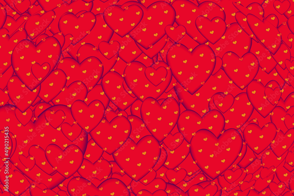 Poster illustration of an abstract background with colorful heart pattern
