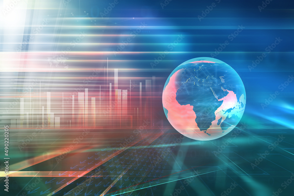 Poster 3d render of global network and internet connectivity-business concept - technology background