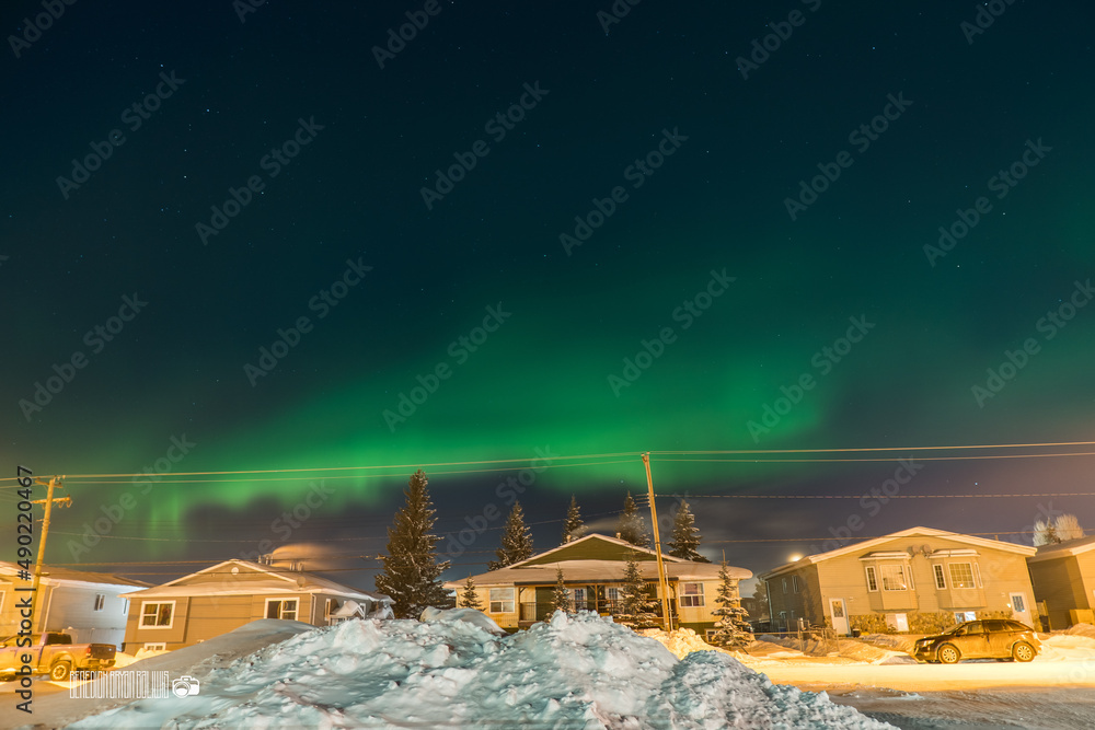 Sticker Beautiful shot of Aurora borealis, northern lights