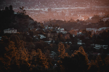 Beautiful sunrise over  Hollywood Hills