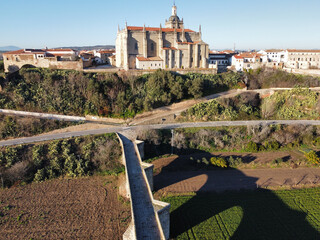 Beautiful view of the majestic cathedral of the Virgin of Argeme in Coria (Caceres), Spain